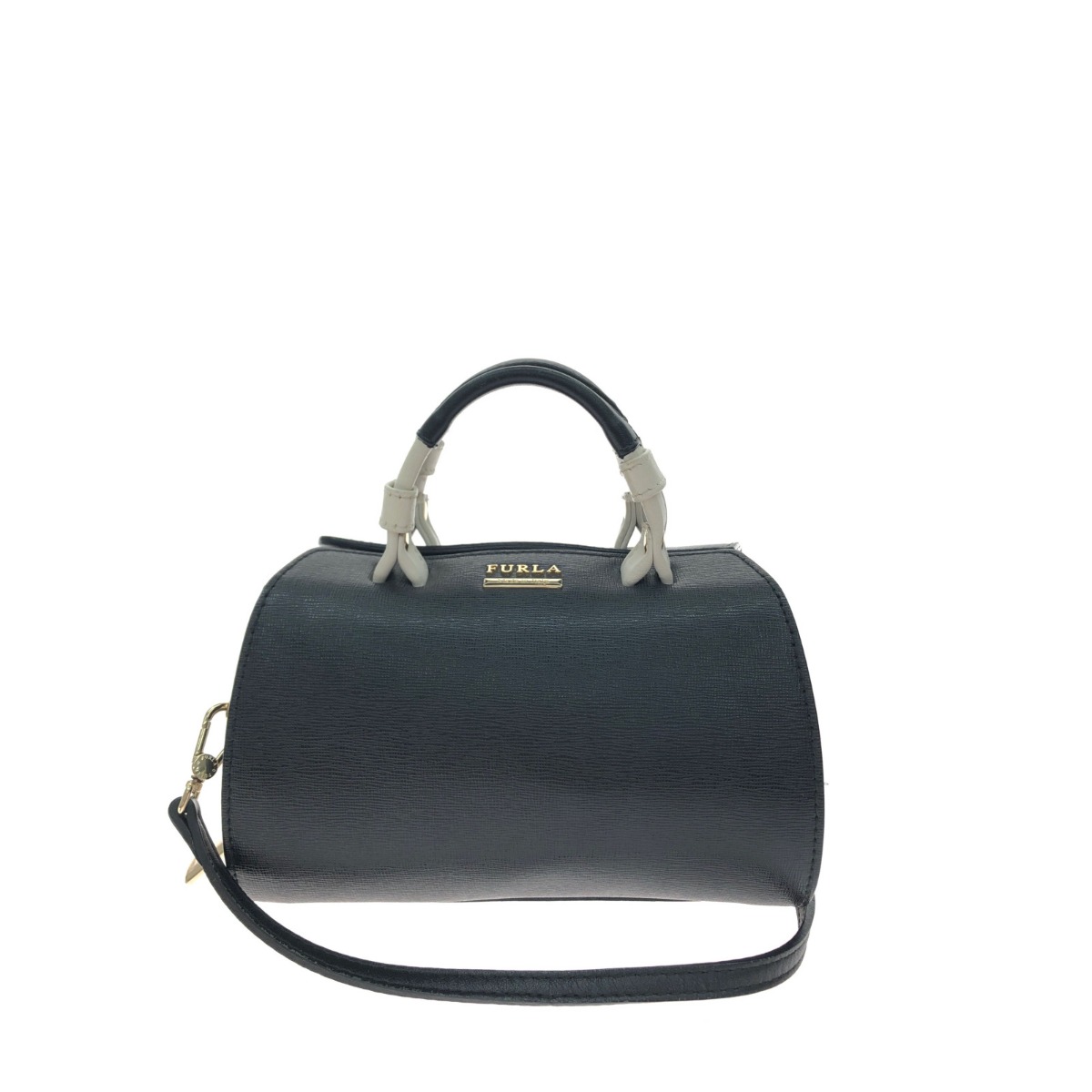 ▼▼【中古】FURLA フルラ レディース 2WAYバッグ ショルダー ハンドバッグ ヴィーナスミニ ブラック×ホワイト Bランク