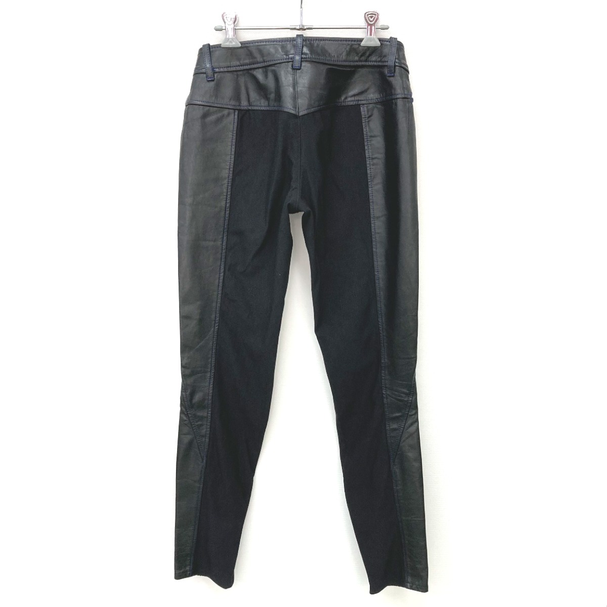 【中古】ISSEY MIYAKE イッセイミヤケ なめし革ズボン下 大いさ 2 レディース IM41LF001 黒いこと×パープル B序列付ける レディースファッション-ボトムス-パンツ