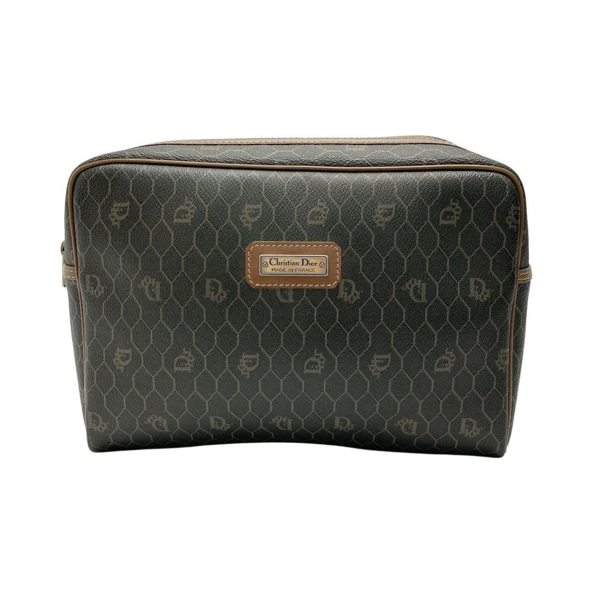 ☆☆【中古】Christian Dior クリスチャンディオール ハニカム柄 クラッチバッグ ブラック系 セカンドバッグ ヴィンテージ Bランク