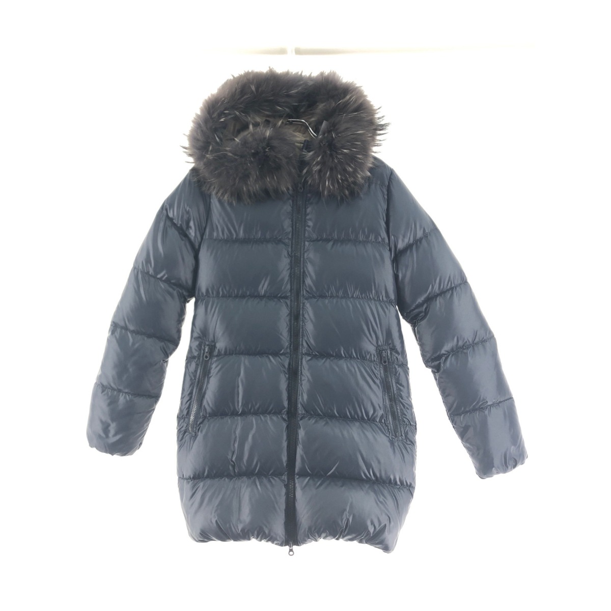 ▼▼【中古】DUVETICA デュベティカ レディース 落ち込む厚地の外套 ボンネット 毛革付 SIZE 42 01618879 米国海軍 B序列付ける