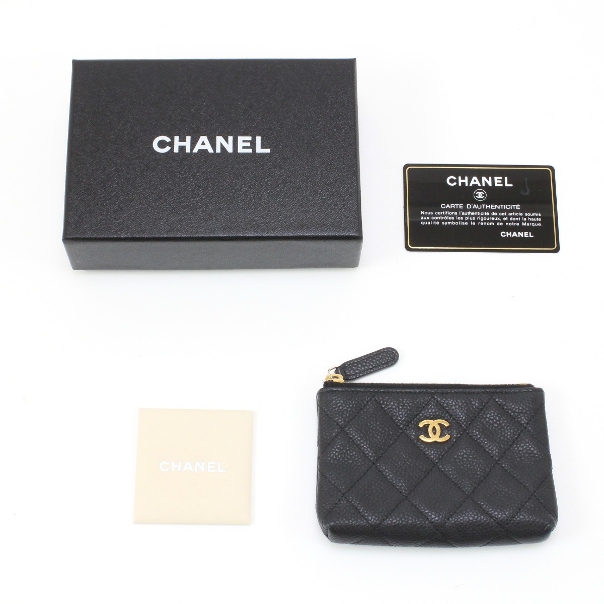 $$【中古】CHANEL シャネル レディース 財布 コインケース キャビアスキン 17133940 キーリング付 ブラック Bランク
