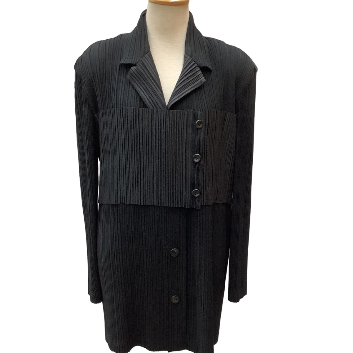 【中古】ISSEY MIYAKE イッセイミヤケ プリーツ ジャケット コート SIZE L IM84FD910 ブラック Bランク
