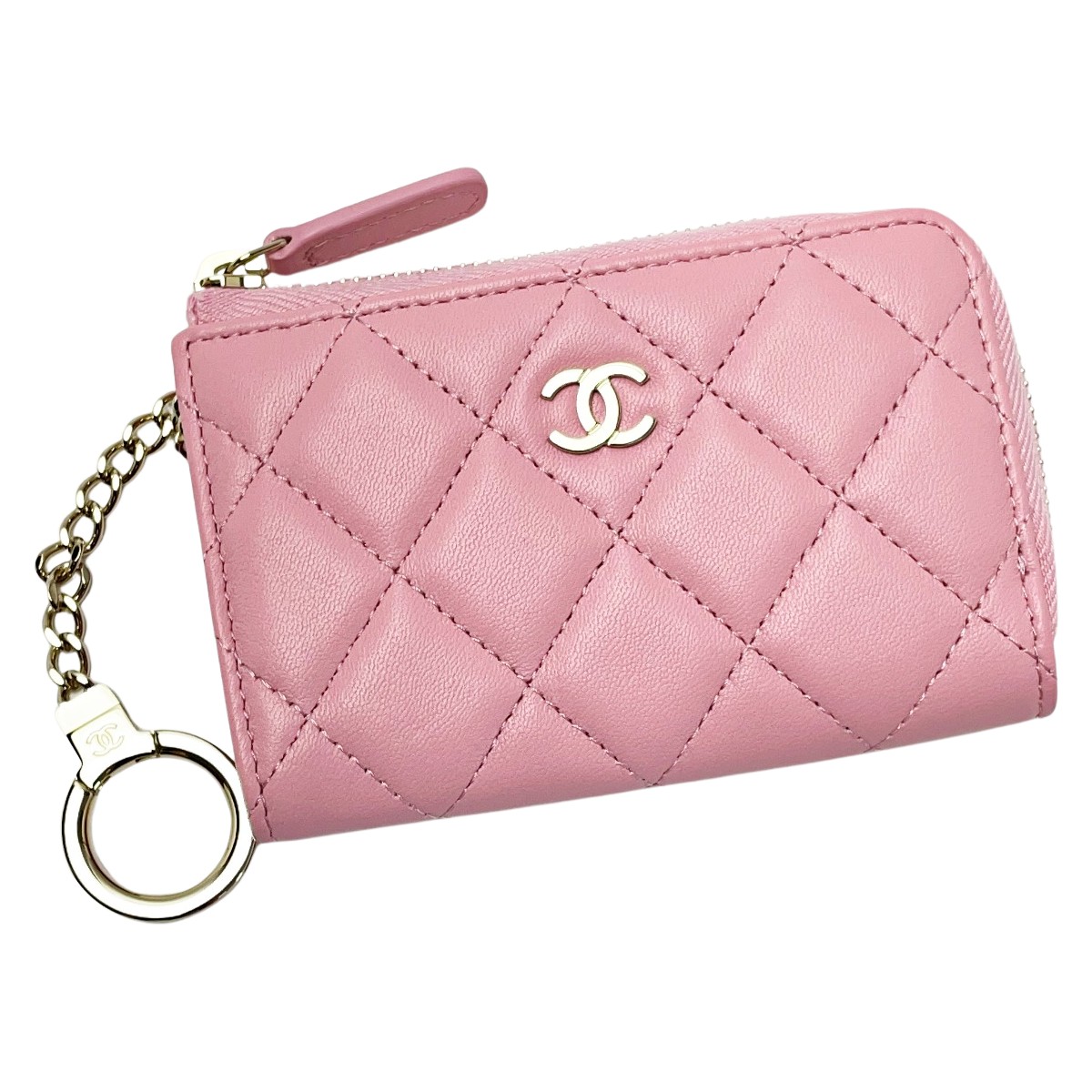 ☆☆【中古】CHANEL シャネル マトラッセ AP0221 もの言う花さくら色 コインケース 子ヒツジひと肌 レディース ゴールド金具 B位置づける