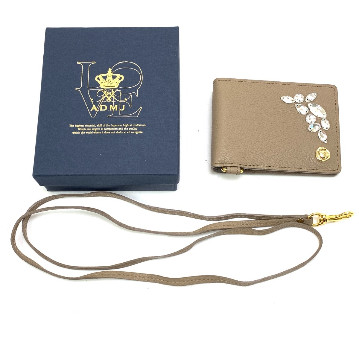 $$【中古】ADMJ 財布 ケース パスケース スワロフスキー Bランク