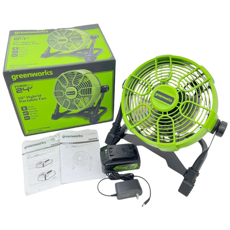 Greenworks 24V ポータブルファンPAG401 Greenworks 24V ポータブルファン 卓上 扇風機 PAG401