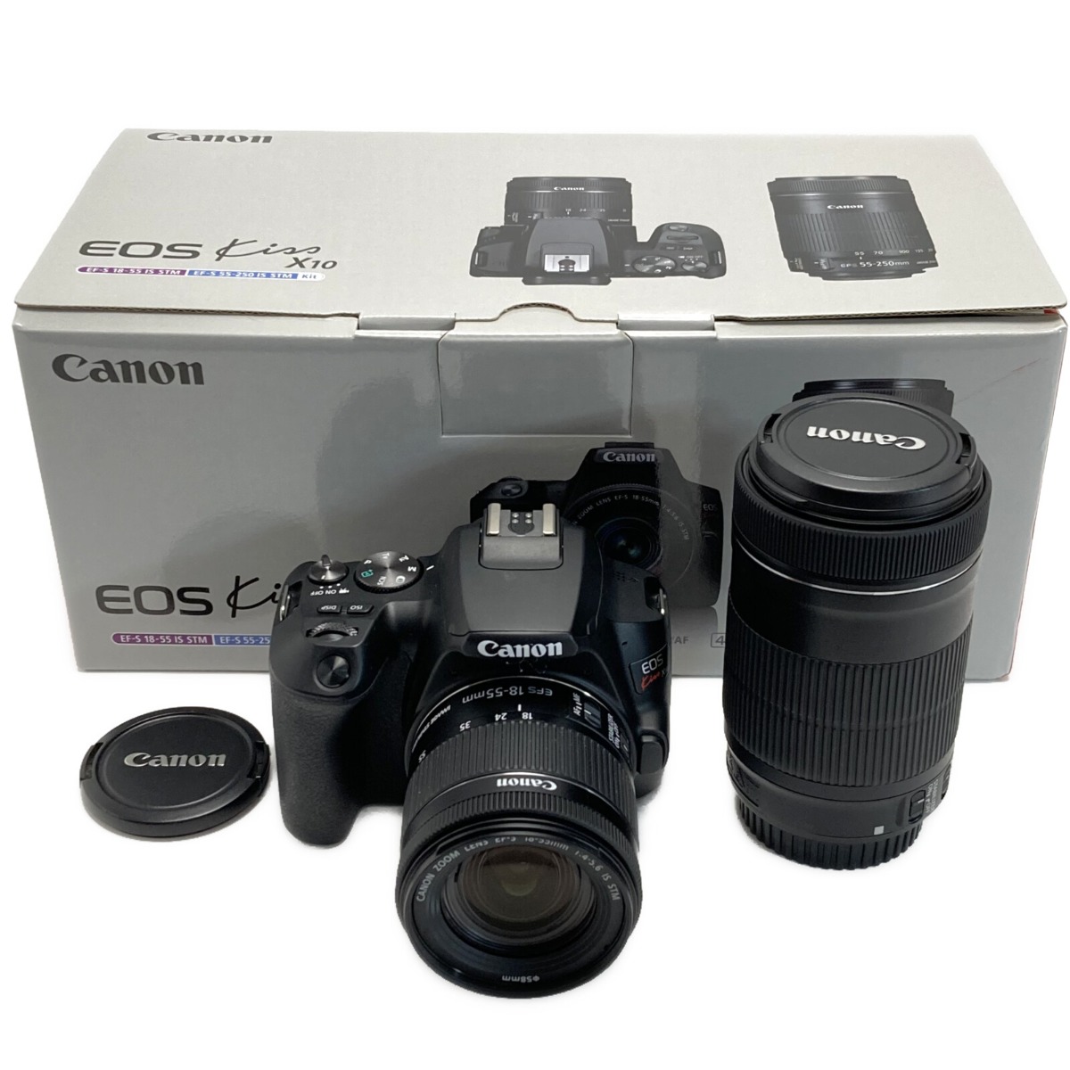 ☆☆【中古】CANON 加農砲 EOS Kiss X10 ダブルズームキット デジタル一眼一眼レフ 箱付き添い人 B序列付ける