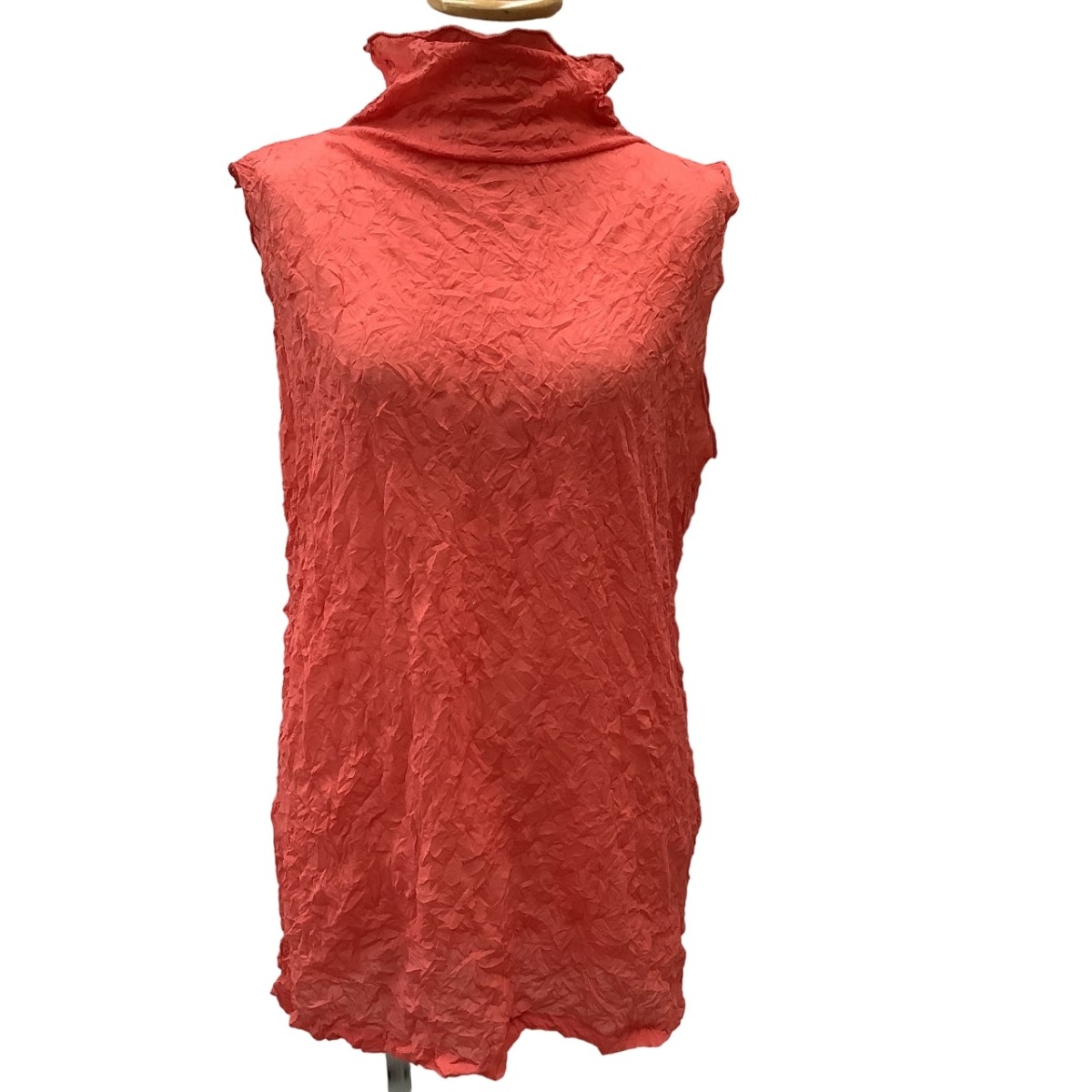 【中古】ISSEY MIYAKE イッセイミヤケ シワ加工 ノースリーブカットソー SIZE L IM82-JJ502 オレンジ Bランク
