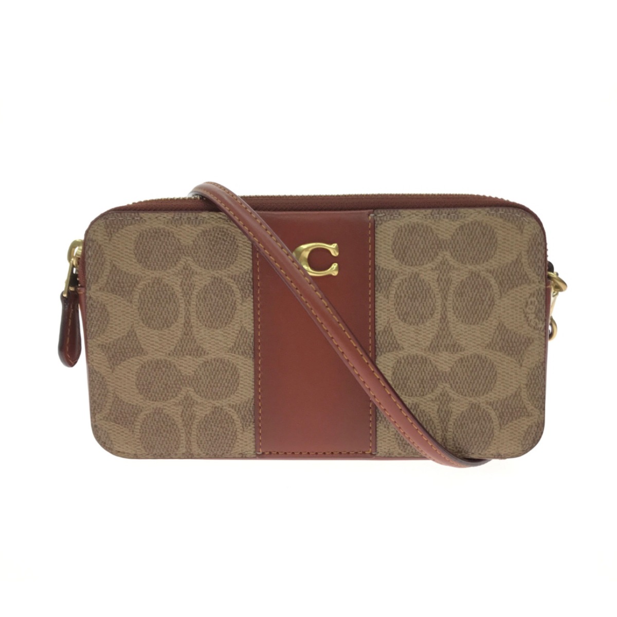 ▼▼【中古】COACH コーチ レディース ショルダーポーチ シグネチャー キラ クロスボディ CH797 ブラウン Bランク