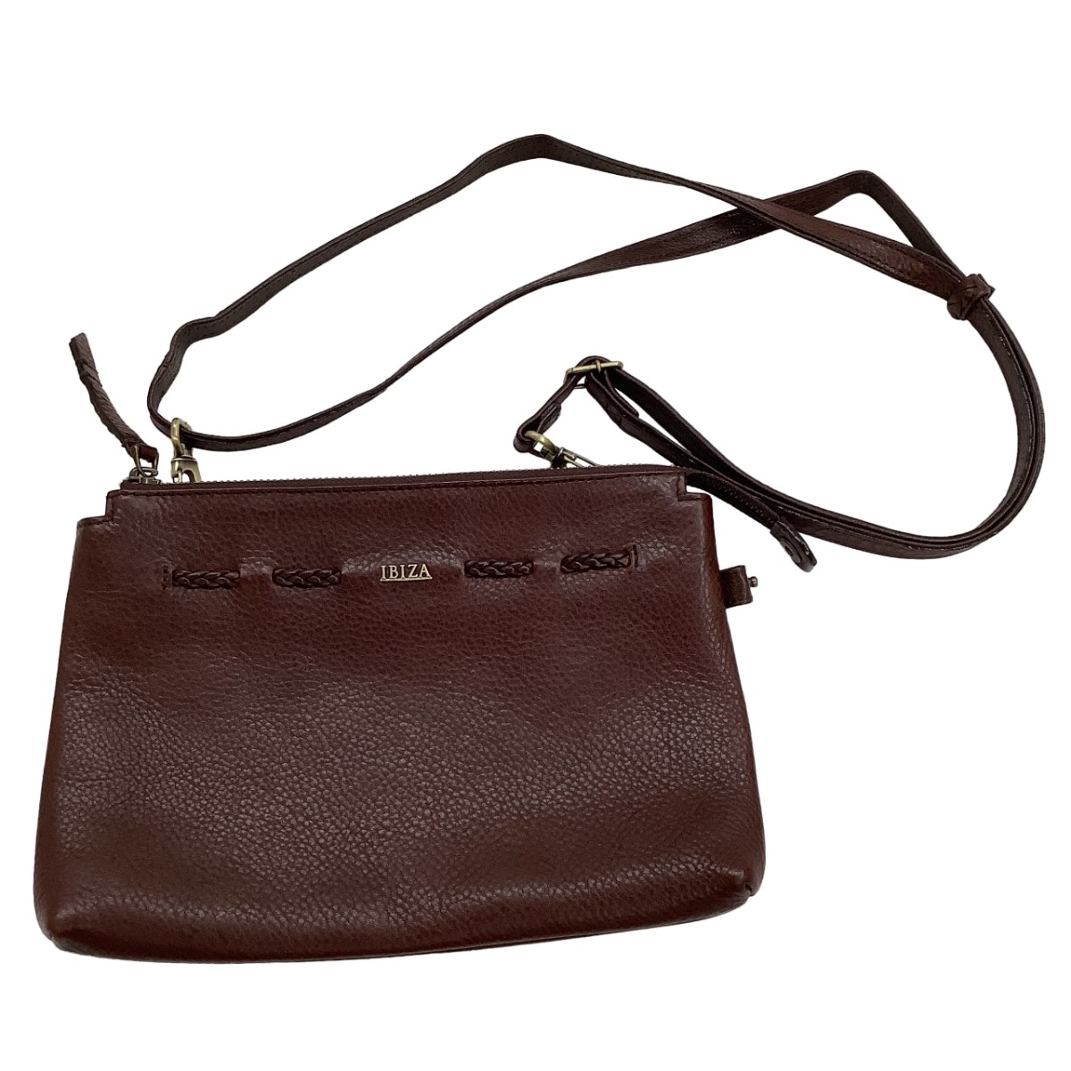 【中古】IBIZA イビサ ショルダーバッグ レザー 焦げ茶 Bランク