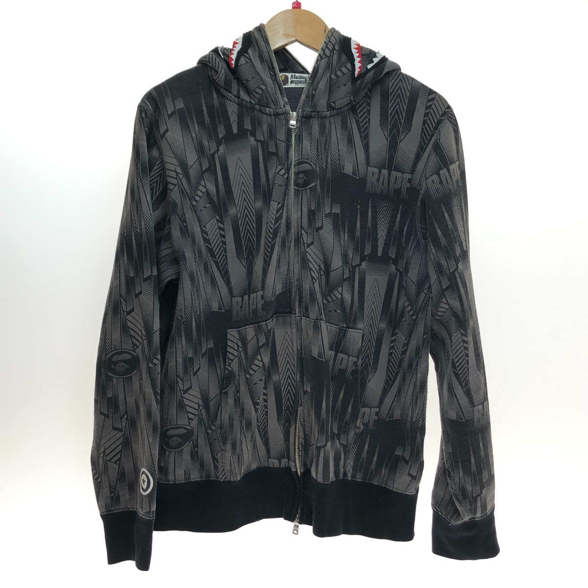 □□【中古】A BATHING APE アベイシングエイプ ジップパーカー M大きさ 001ZPJ301005M 薄墨色系 C価値づける