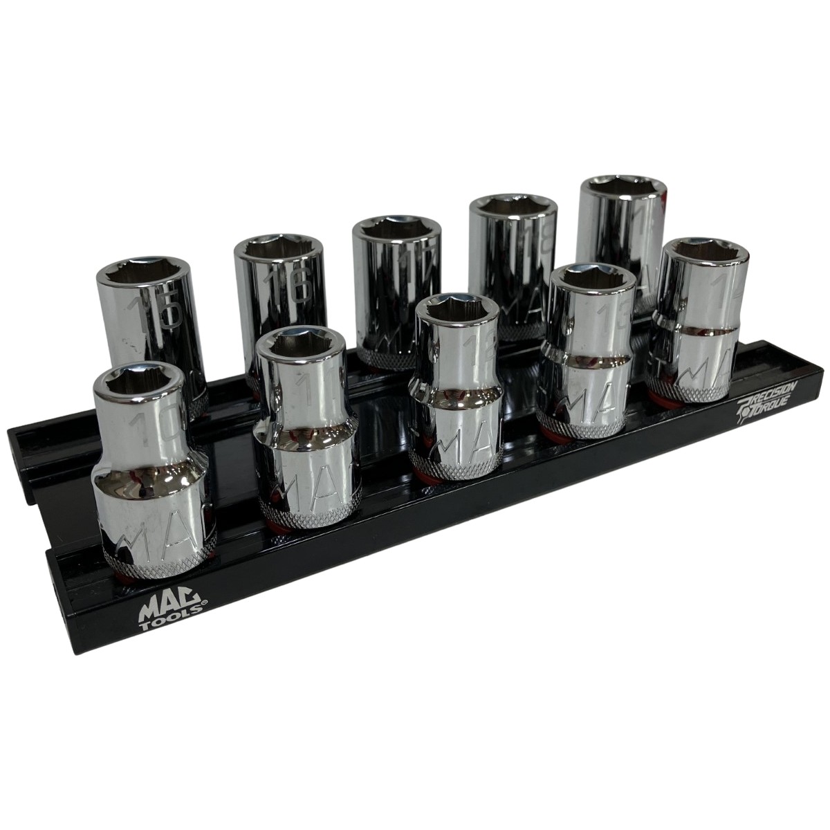 ЗЗ【中古】MAC TOOLS マック 1/2inc 10-19mm 10PC ソケットセット ホルダー 外箱付 SVM106BRPT Sランク