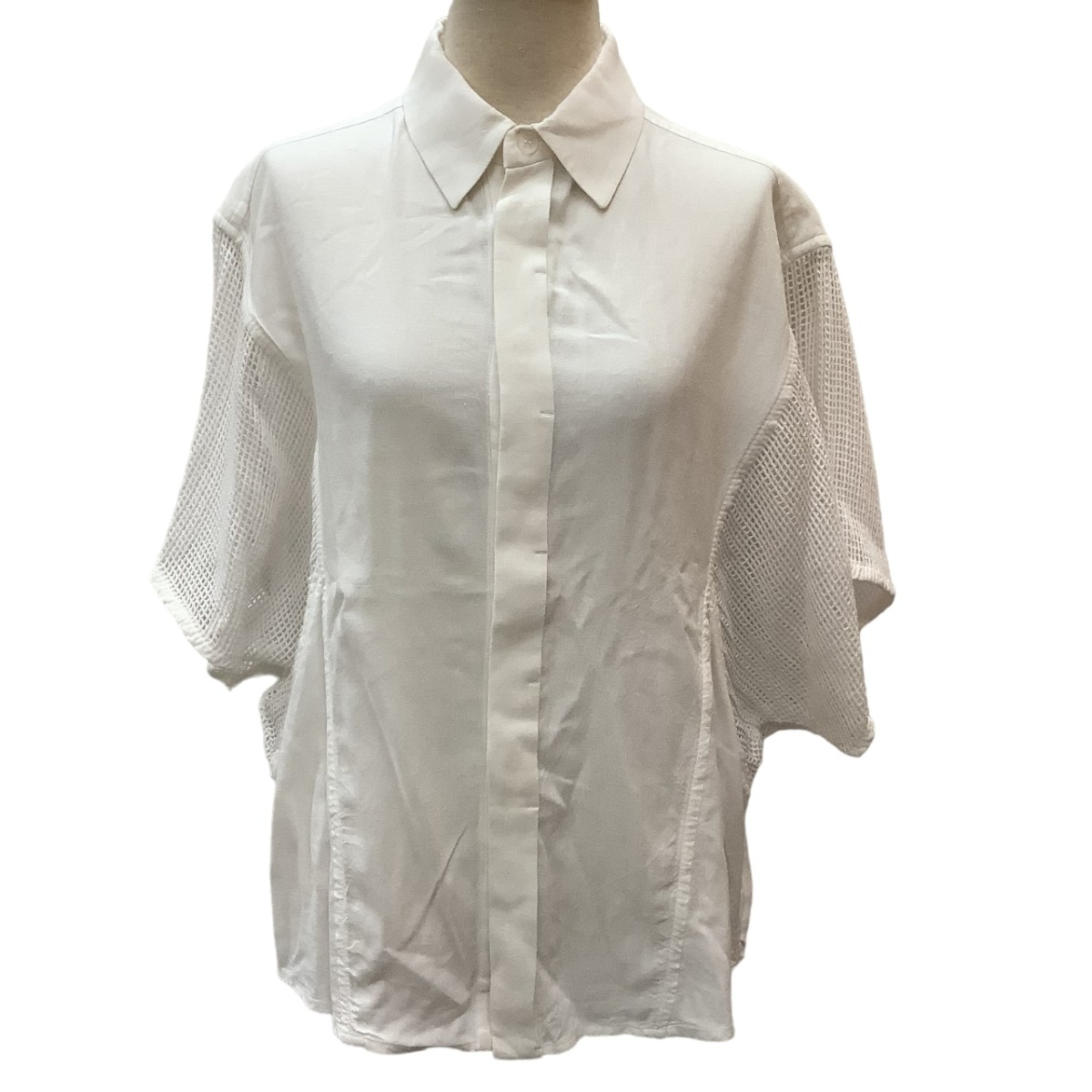 【中古】ISSEY MIYAKE イッセイミヤケ レーヨン 半袖シャツ SIZE 2 IM41FJ504 ホワイト Bランク|リサイクルビッグバン店