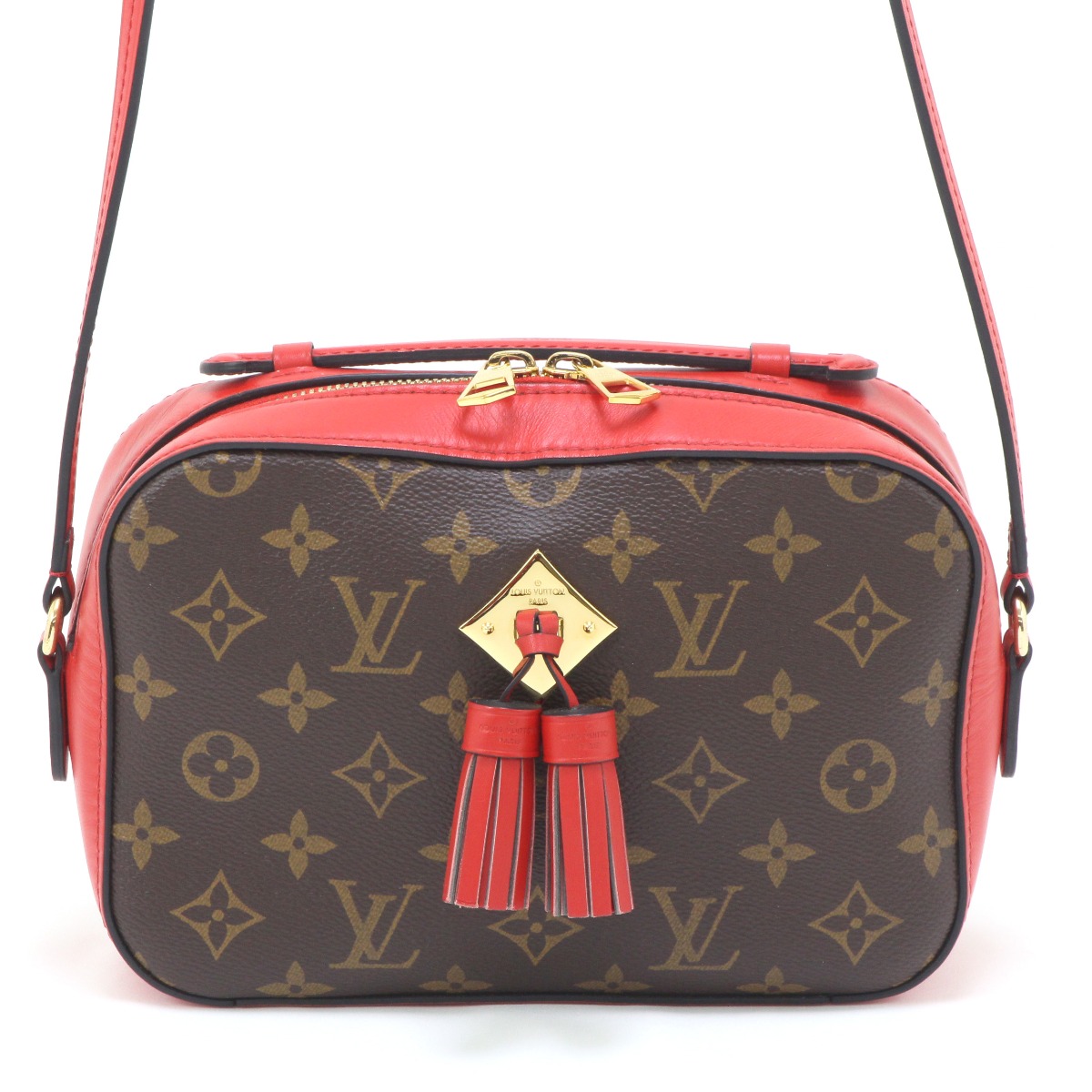 【中古】LOUIS VUITTON ルイヴィトン モノグラム サントンジュ コクリコ ショルダーバッグ M43556 赤銅色×赤いこと B価値づける