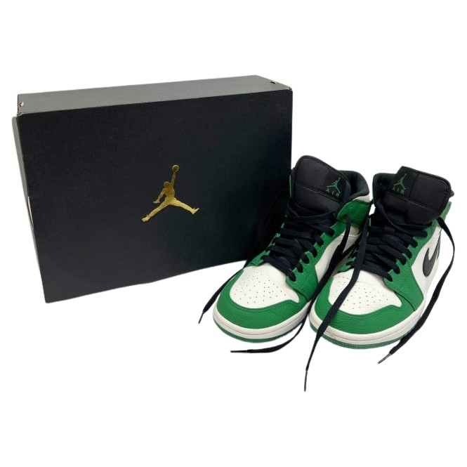 ◆◆【中古】NIKE ナイキ ハイカット スニーカー エアジョーダン AIR JORDAN 1 MID SE 852542-301 ホワイト×グリーン x ホワイト Bランク