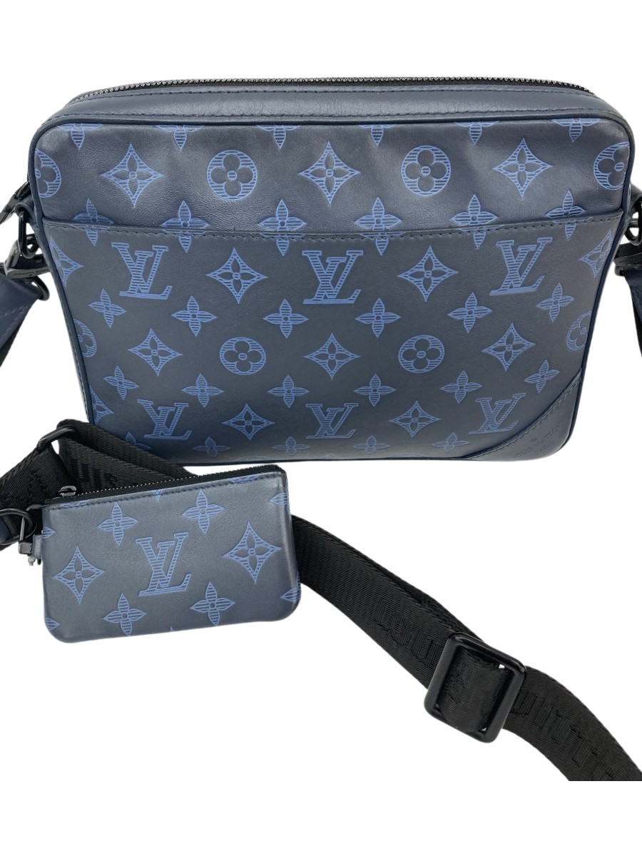 ■■【中古】LOUIS VUITTON ルイヴィトン デュオ・メッセンジャー モノグラム・シャドウ ショルダーバッグ M45730 ネイビー Bランク