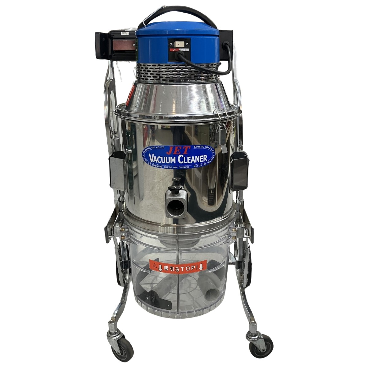 【中古】三立機器 24v 乾湿両用 コードレスバキュームクリーナー バッテリーx2 ホース ノズル付 JX-2062-BT ブルー Cランク｜リサイクルビッグバン店