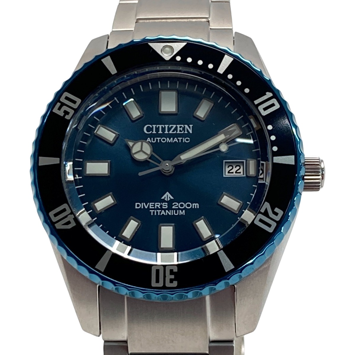 ☆☆【中古】CITIZEN シチズン プロノマスター 35周年祝する押さえる MARINE NB6026-56L 青み 自動小銃一巻き メンズ ウオッチ 箱有 B序列付ける