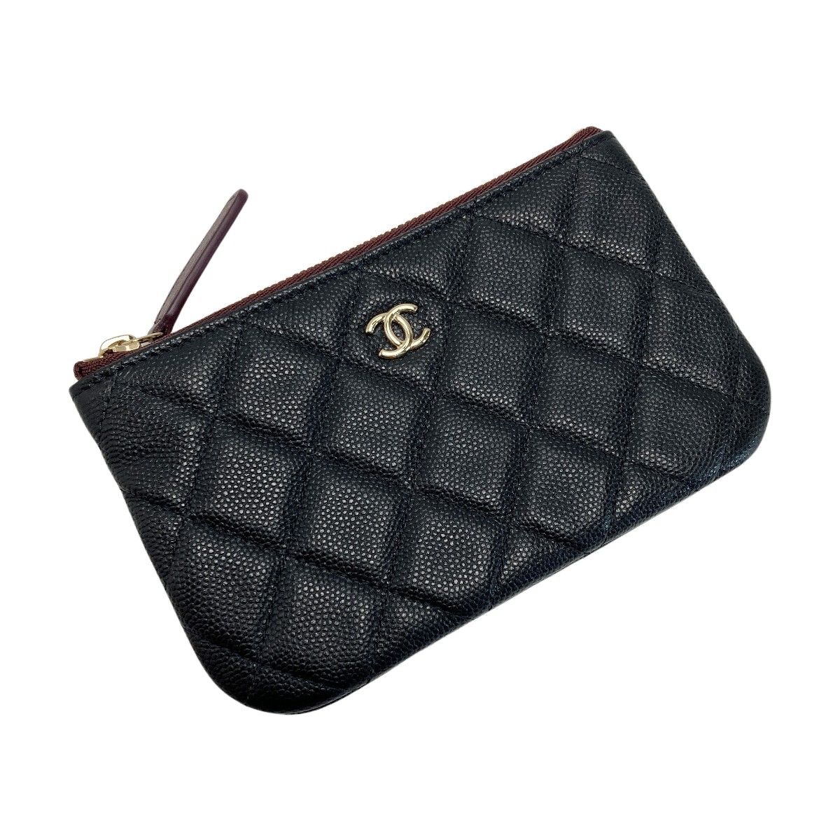 ☆☆【中古】CHANEL シャネル マトラッセ 古典派音楽 ミニ合切袋 A82365 黒いこと キャビアひと肌 ギャランティカード有 A位置づける