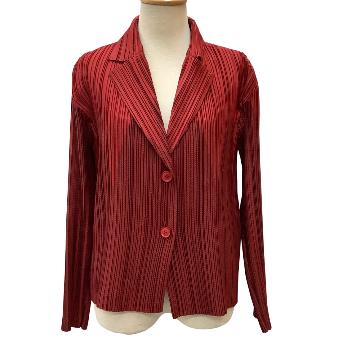 【中古】ISSEY MIYAKE イッセイミヤケ プリーツ ジャケット SIZE 2 IM11FD229 レッド Bランク