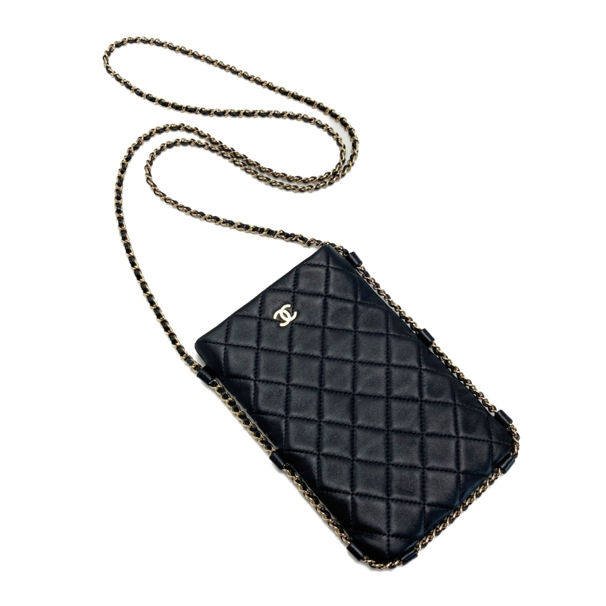 ☆☆【中古】CHANEL シャネル ココマーク マトラッセ チェーン店 ショルダーバッグ A81174 黒いこと 子ヒツジひと肌 電話機入れもの ポシェット B位置付ける レディースバッグ-バッグ