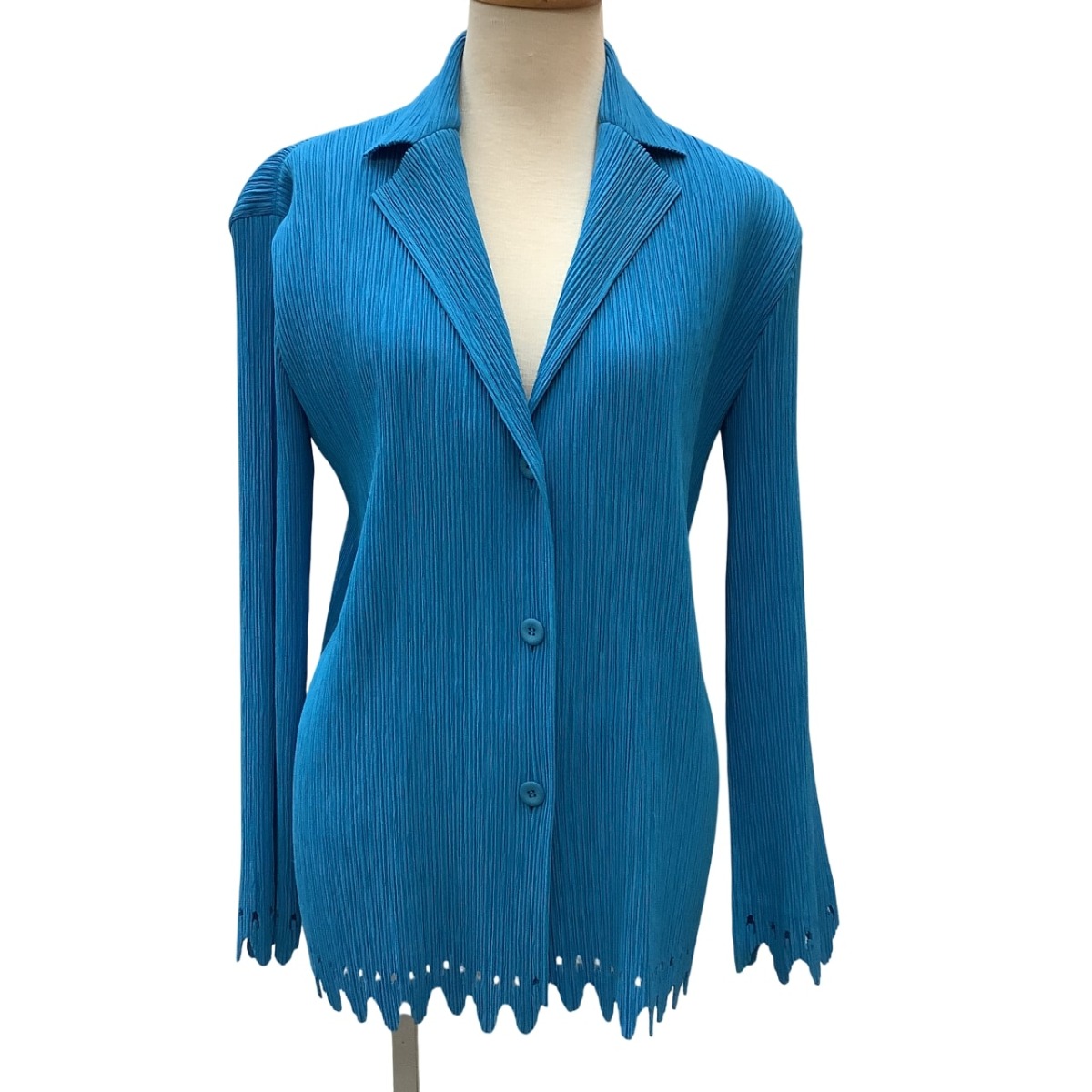 【中古】ISSEY MIYAKE イッセイミヤケ 変形 プリーツ ジャケット SIZE 2 IM04FD606 スカイブルー Bランク
