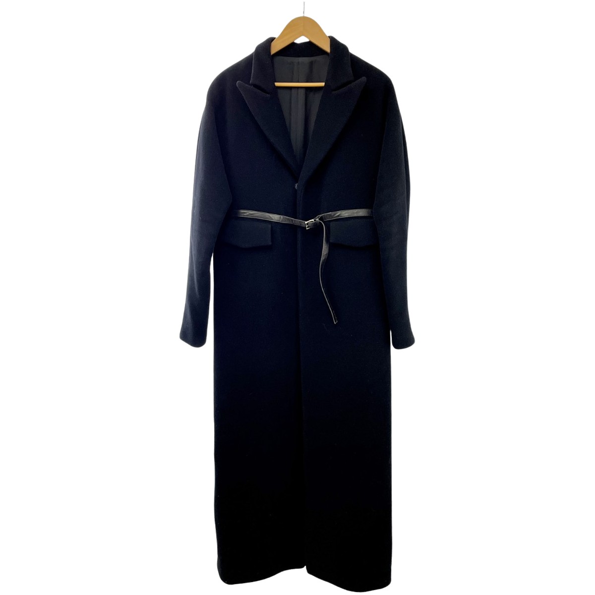 ◆◆【中古】ヨージヤマモト(ワイズ) ベルトドッキングウールコート ロングコート サイズ4 N1-C06-101 ブラック Bランク