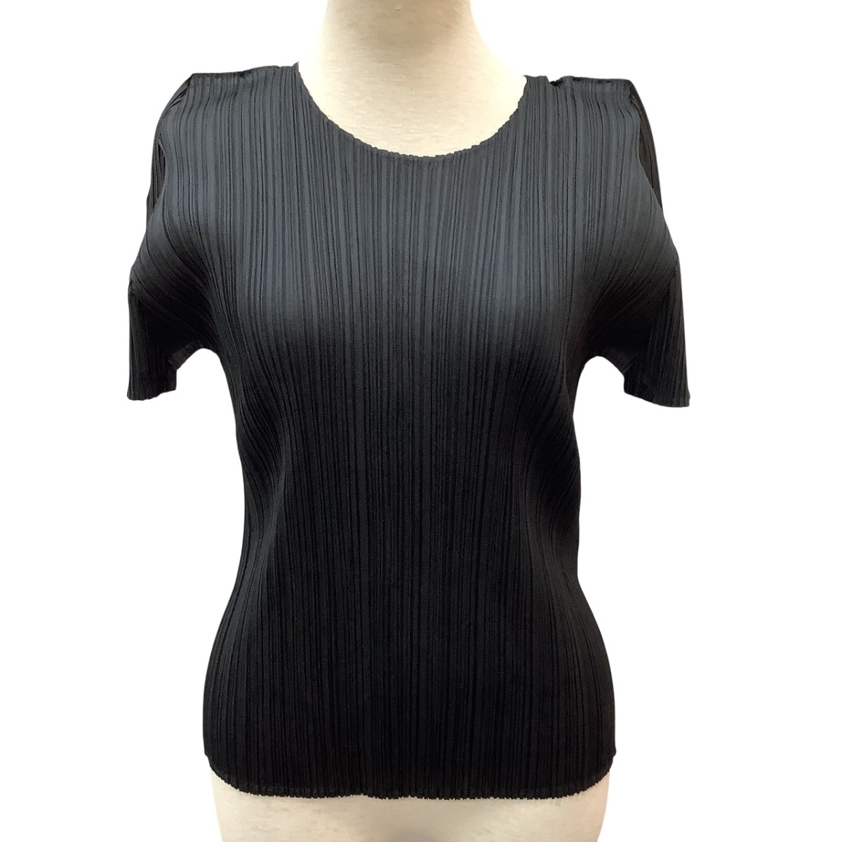 【中古】ISSEY MIYAKE イッセイミヤケ PLEATS PLEASE カットソー SIZE 3 PP55-JK103 ブラック Bランク