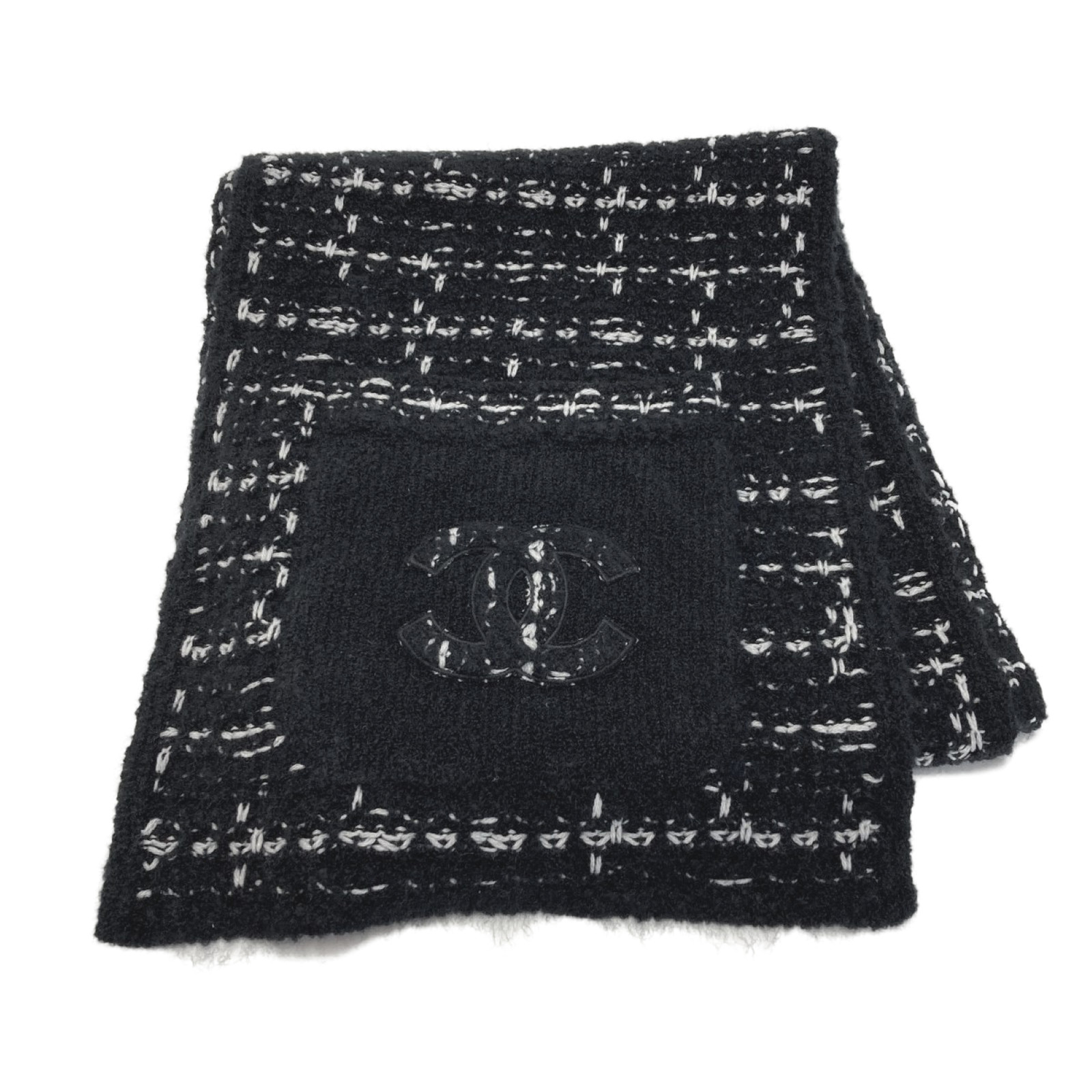 CHANEL シャネル　マフラー　スパンコール　ココマーク　フリンジ　ケーブル CHANEL シャネル マフラー スパンコール ココマーク フリンジ ケーブル