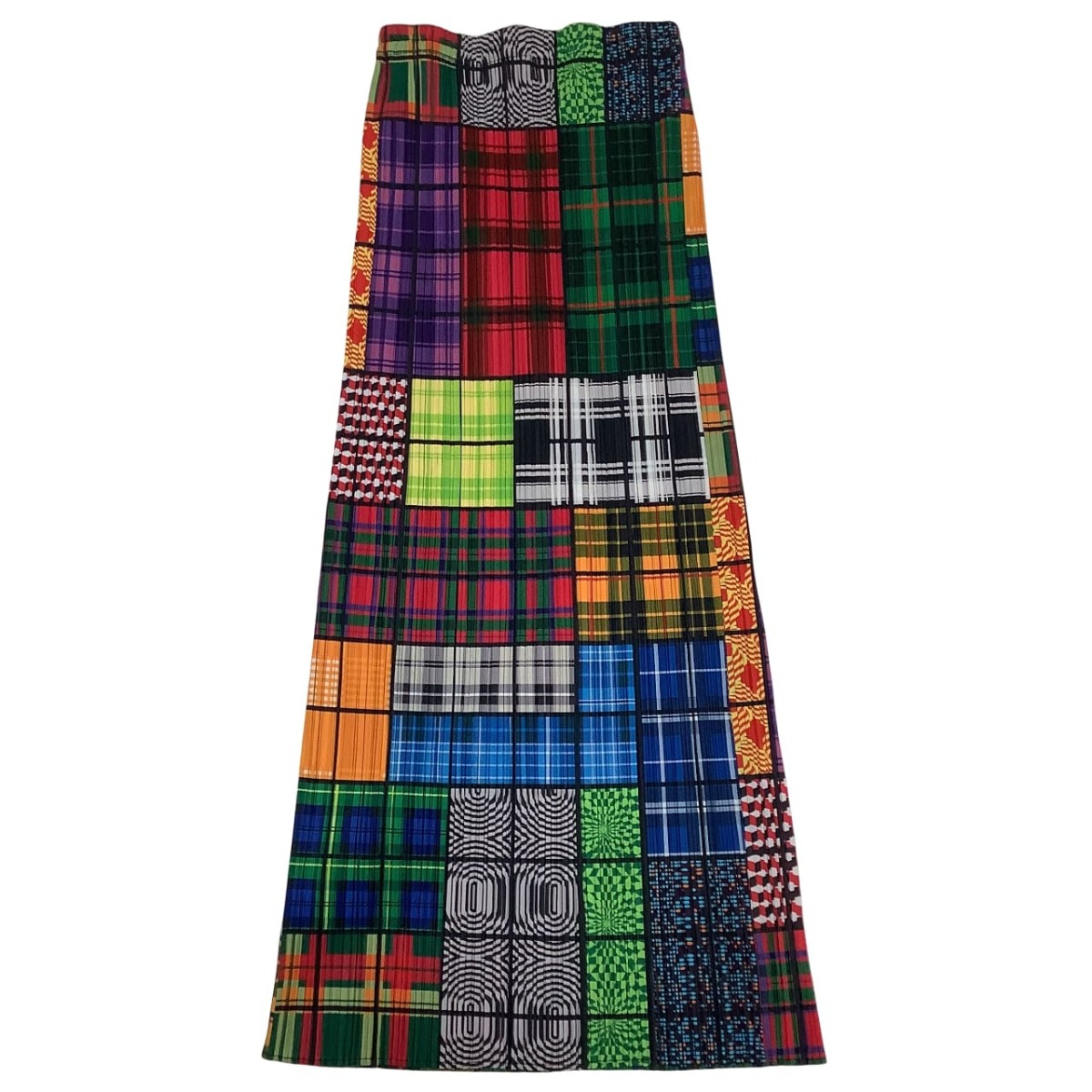PLEATS PLEASE イッセイミヤケ　変形スカート　総柄　アシンメトリー 1002100918314-1.jpg