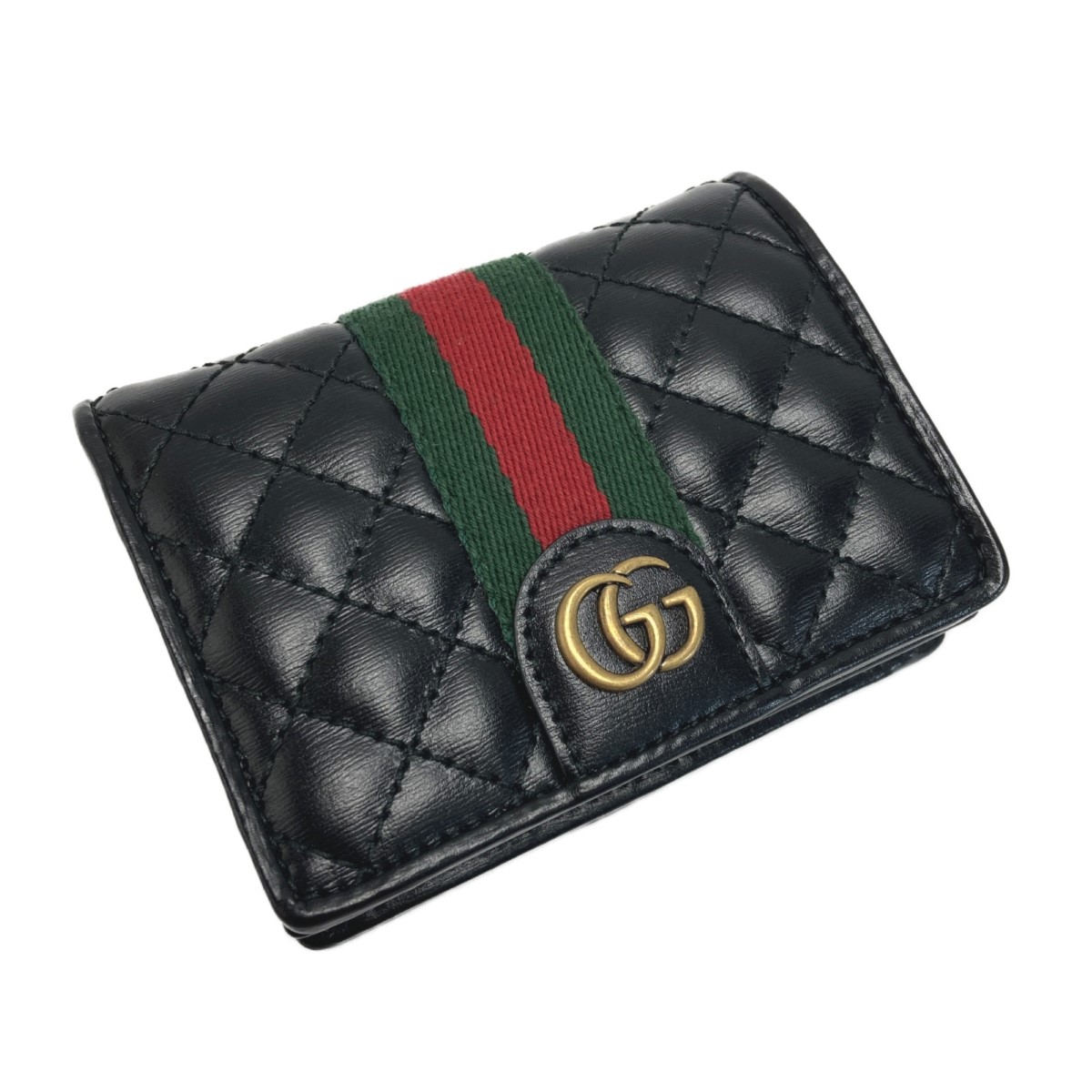 【超美品】GUCCIグッチ GGマーモント キルティング 二つ折り財布 ブラック 国内発送】グッチ 折財布 GGマーモント キルティング レザー (GUCCI
