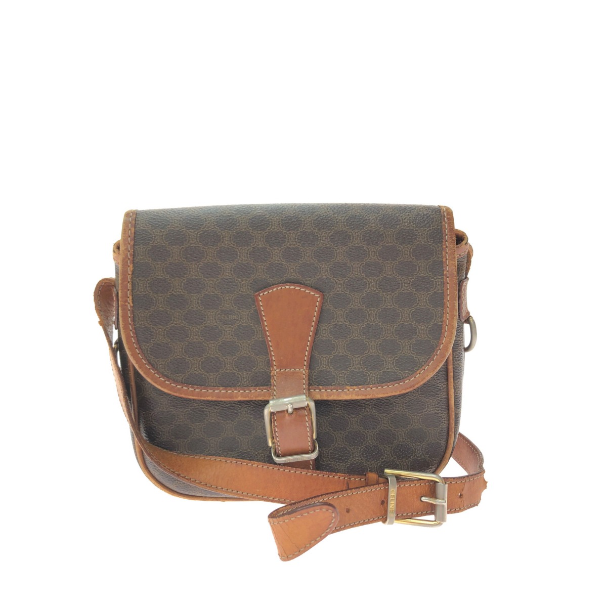 【未使用】オールドセリーヌ マカダム柄 ミニバッグ CELINE セリーヌ マカダム ミニトートバック ショルダー PVC × レザー