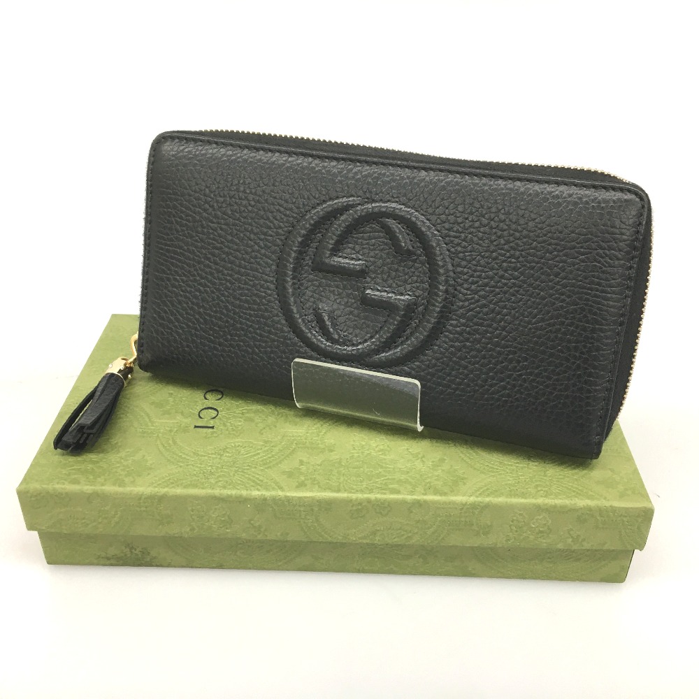 △△【中古】GUCCI グッチ レザーラウンドファスナー長紙入れ ソーホー SOHO 逃げ道 598187 黒いこと B位置づける