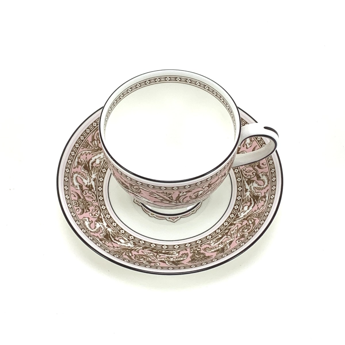 $$【中古】 WEDGWOOD ウェッジウッド FLORENTINE PINK カップ＆ソーサー 1P Aランク