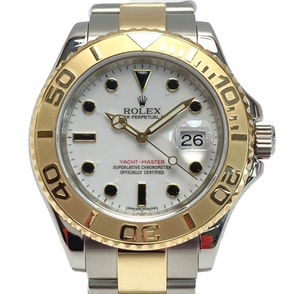 ☆☆【中古】ROLEX ロレックス ヨットマスター G番 K18YG 16623 ホワイト 自動巻き メンズ 腕時計 箱・ギャランティ有 Bランク