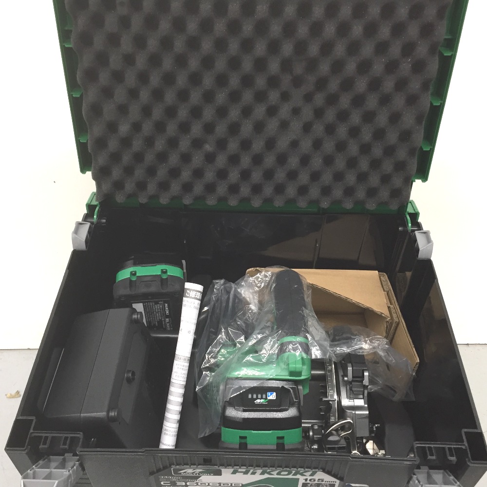 【中古】HiKOKI ハイコーキ コードレス丸のこ 申し受ける器・申し受ける池2個・容れもの付 コードレス式 165粍 36v  C3606DB(2XPSZ) 緑であること S位置づける