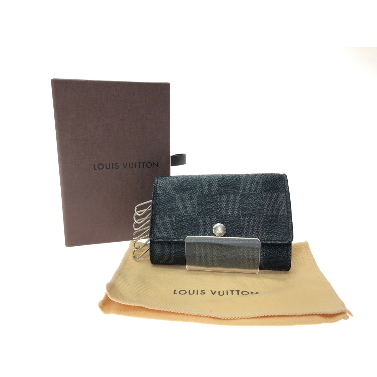 ▼▼【中古】LOUIS VUITTON ルイヴィトン メンズ 6連キーケース ダミエ グラフィット ミュルティクレ6 N62662 Bランク