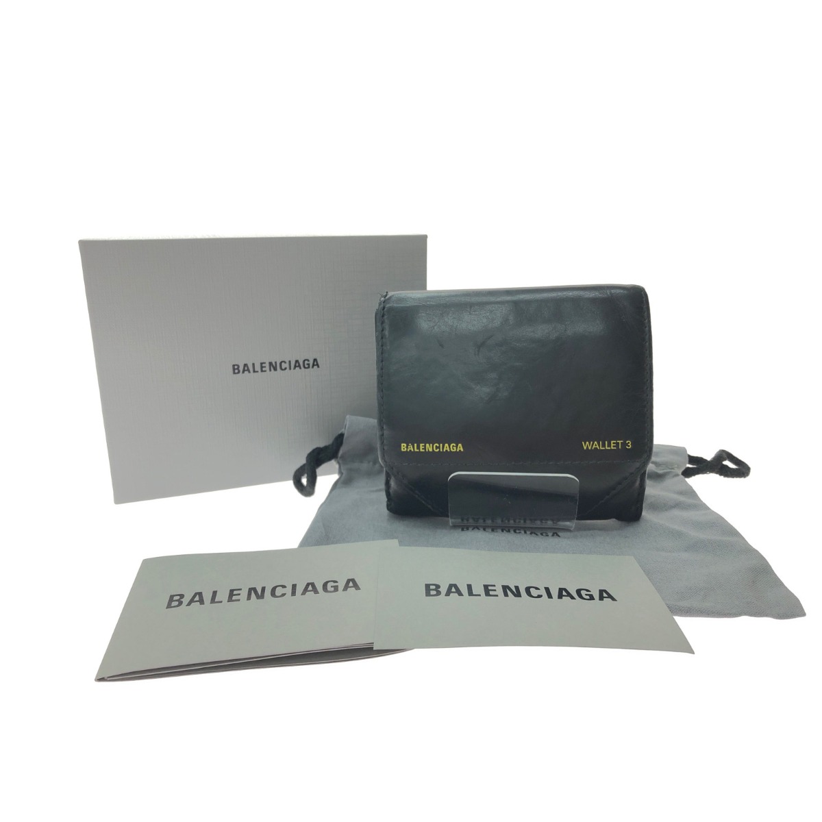 ▼▼【中古】BALENCIAGA バレンシアガ メンズ 三つ折り紙入れ W引っかかり WALLET3 554041 黒いこと B序列付ける