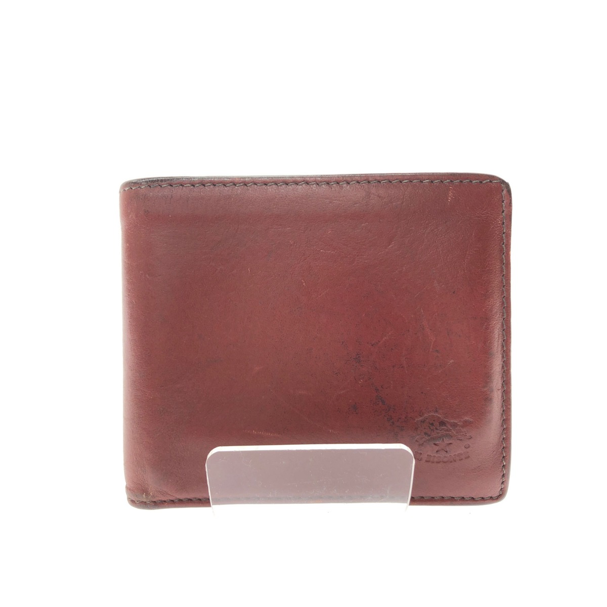 ▼▼【中古】IL BISONTE イルビゾンテ メンズ 二つ折り財布 コンパクトウォレット レザー SBW007 セピア Bランク