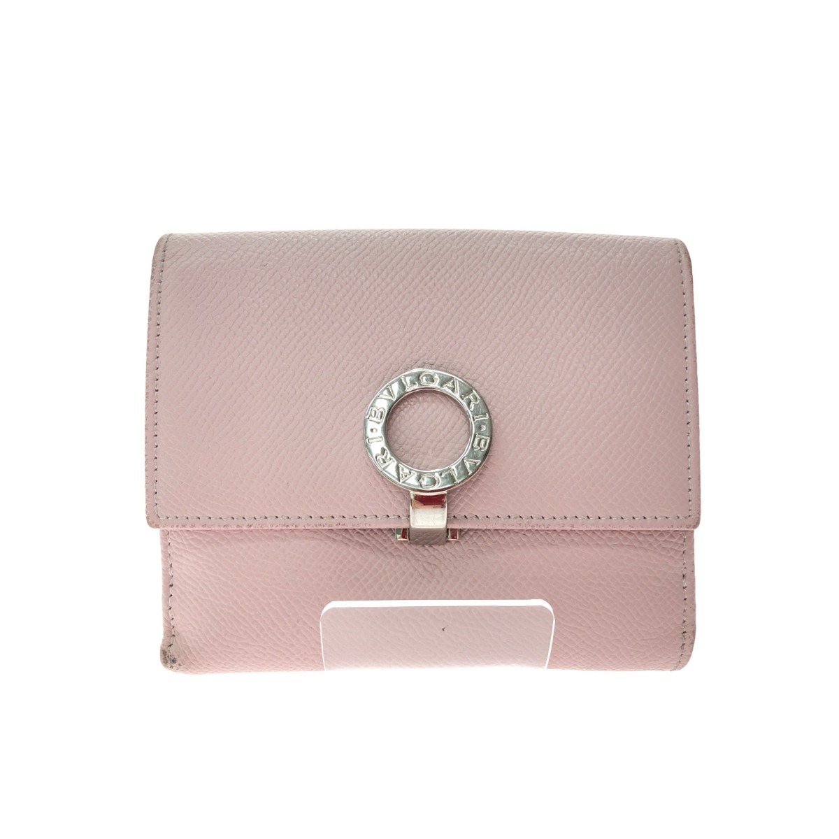 ▼▼【中古】BVLGARI ブルガリ レディース Wホック 二つ折り財布 クリップホック 小銭入れ有 ライトピンク Bランク