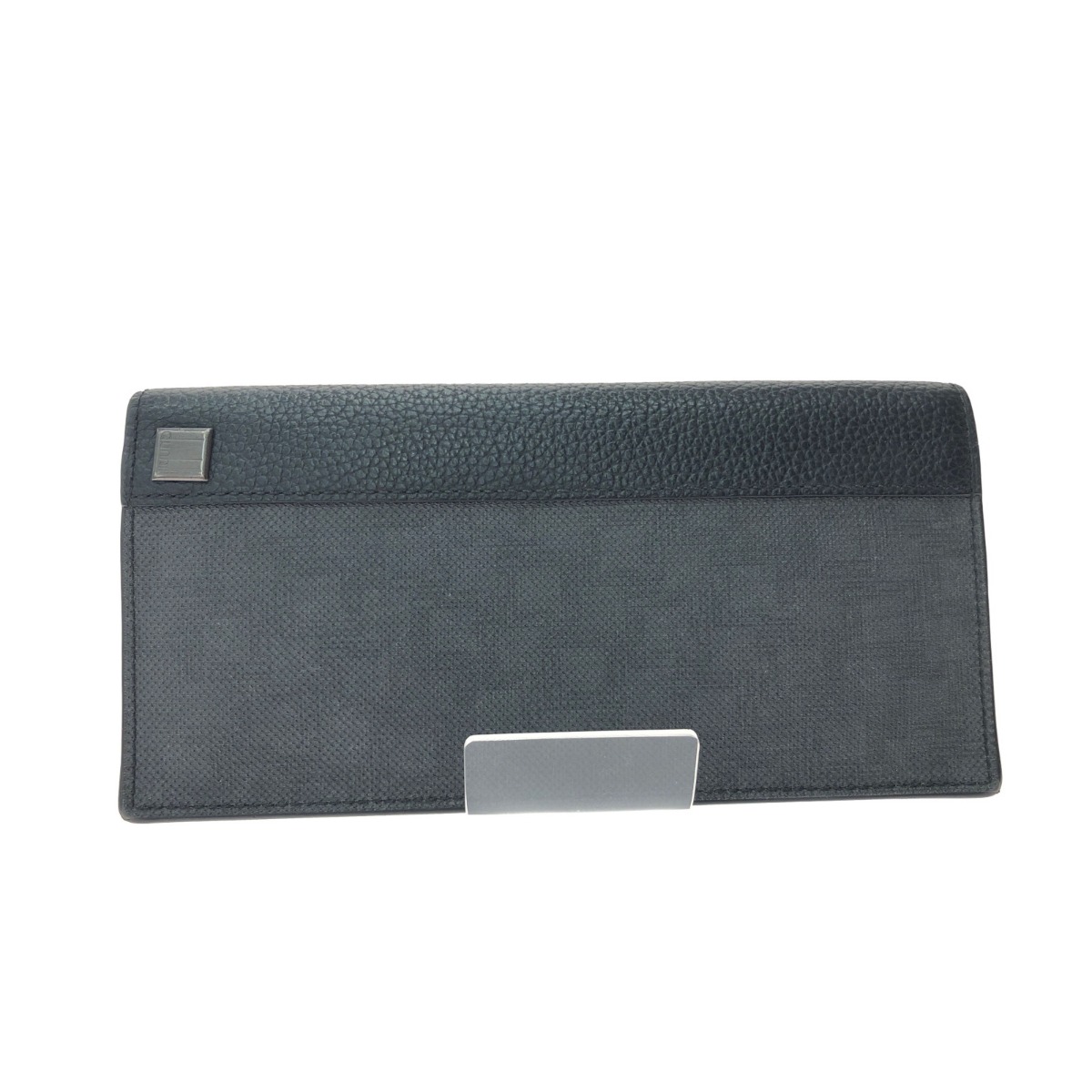 【中古】dunhill ダンヒル メンズ 二つ折り長財布 キャンバス&times;レザー 小銭入れ破れ有 グレーｘブラック Cランク｜リサイクルビッグバン店