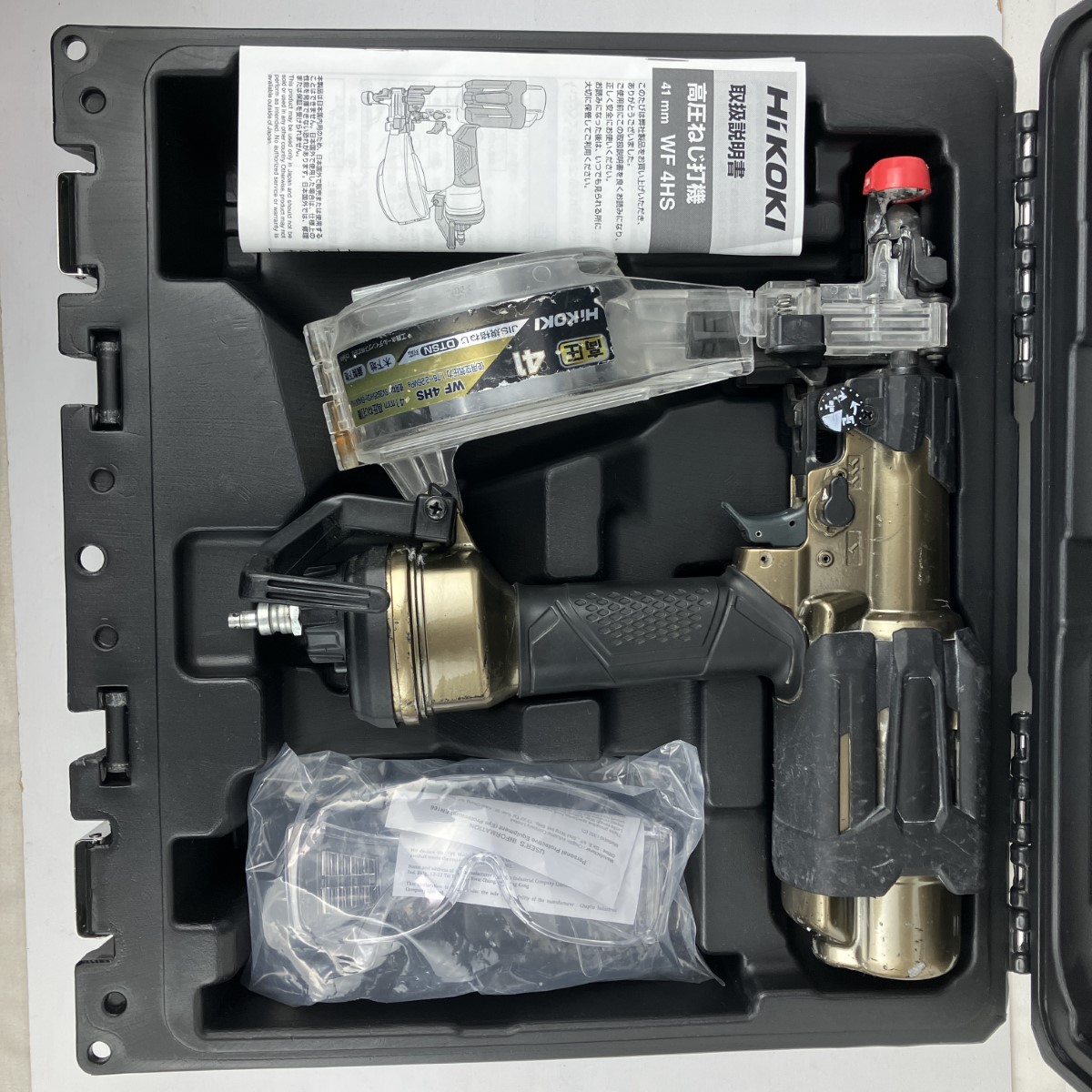 ЗЗ【中古】HiKOKI ハイコーキ 41mm 高圧 ねじ打ち機 ケース付 WF4HS ゴールド×ブラック Cランク