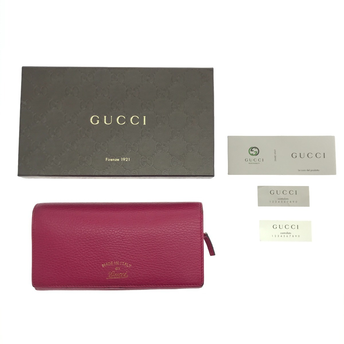 【中古】GUCCI グッチ 長財布 354498 ショッキングピンク Cランク