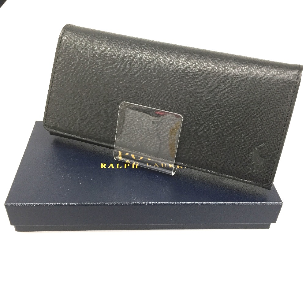 極美品 ラルフローレン 折りサイフ ロゴ金具 レザー ブラック 2208771_LL.jpg