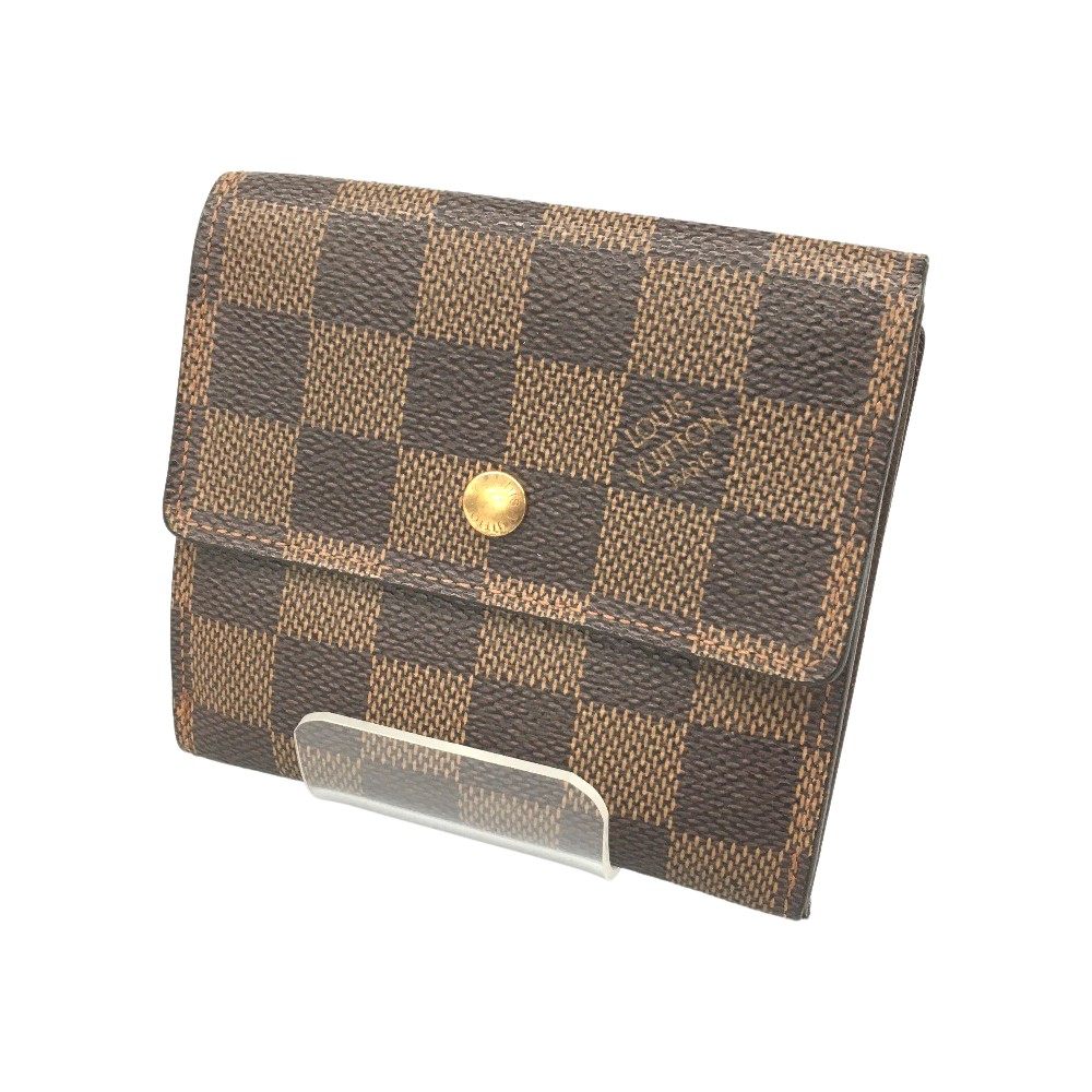 △△【中古】LOUIS VUITTON ルイヴィトン ダミエ ポルトモネビエカルトクレディ W引っかかり紙入れ  三つ折り N61652 赤銅色 B序列付ける