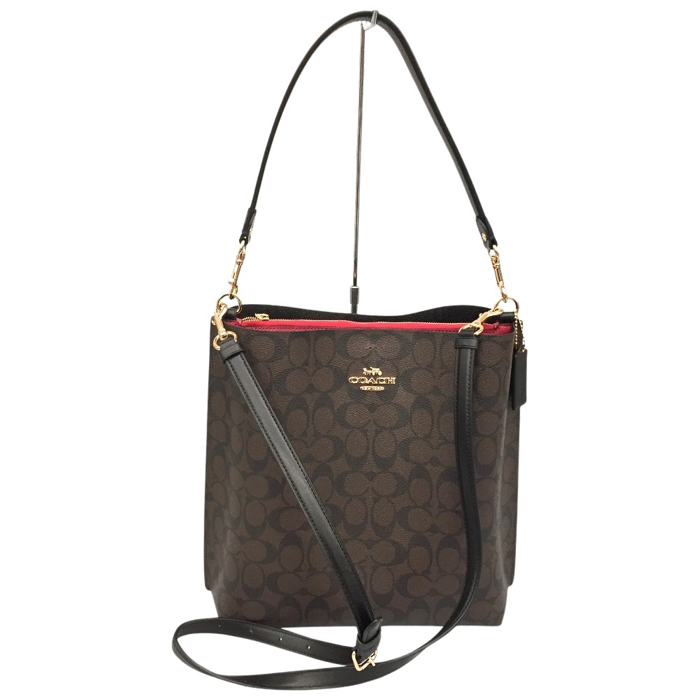 【エントリーポイント10倍｜7/19 20:00-7/26 1:59】【送料無料】【中古】COACH コーチ PVCコーティングキャンバス&times;レザー シグネチャー 2wayショルダーバッグ CA561 ブラウン Aランク｜リサイクルビッグバン店