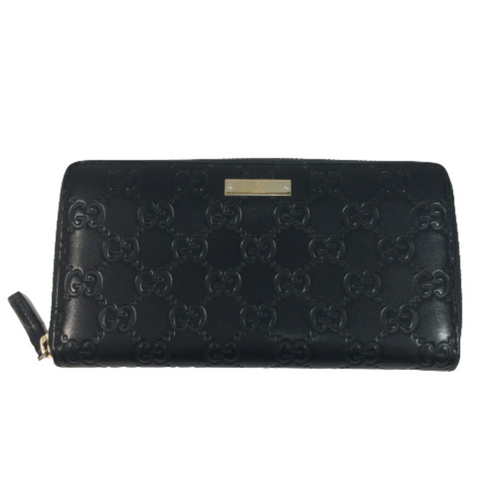 美品✨ グッチ 長財布 マイクロシマ ロゴプレート フラップ レザー ブラック GUCCI グッチ 長財布 財布 マイクロ シマ ブラック 黒 レザー