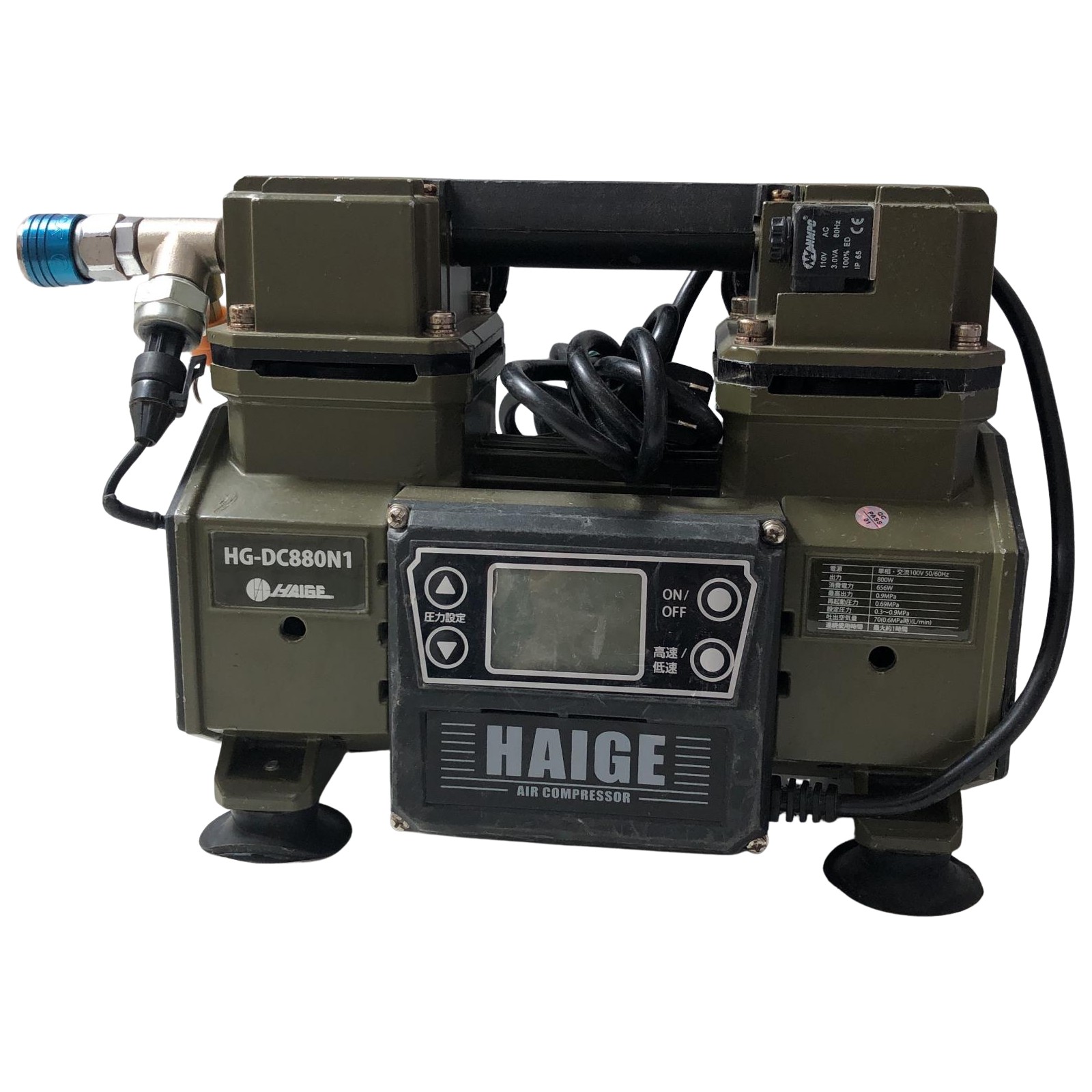 【中古】HAIGE コンプレッサー 貯蔵タンク受け答え 油絵の具受け答え HG-DC880N1 B価値づける