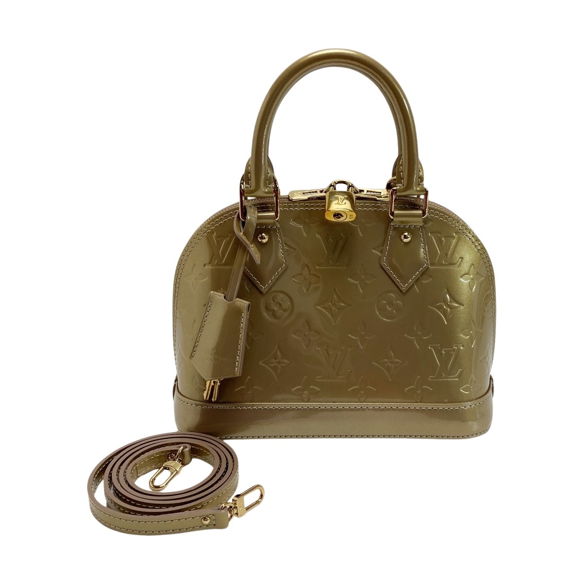 ☆☆【中古】LOUIS VUITTON ルイヴィトン ヴェルニ アルマBB ハンドバック M91752 ベージュプードル ショルダーバッグ 2WAY 布袋有 B序列付ける