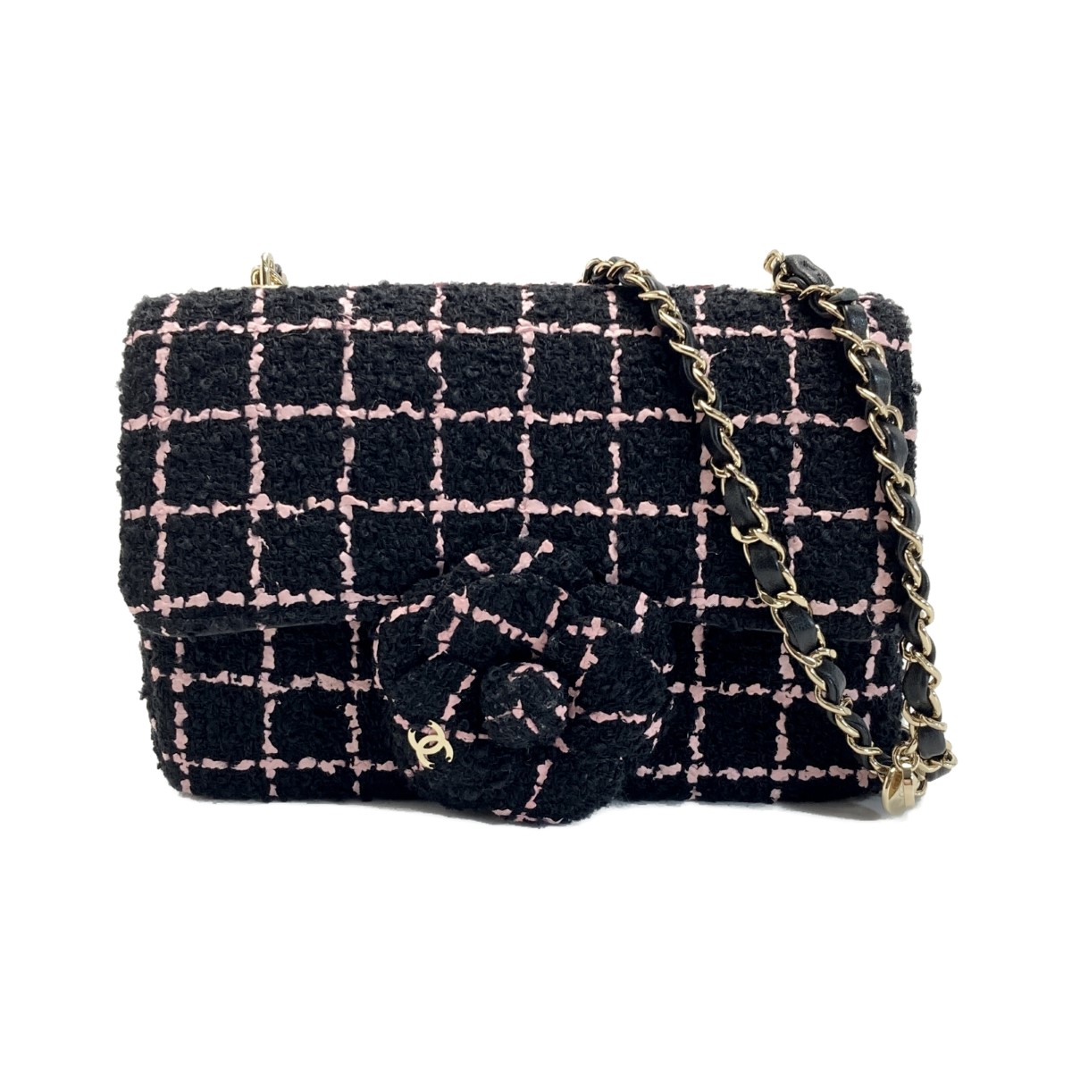 楽天市場】【バッグ】CHANEL シャネル カメリア ツイード チェーン