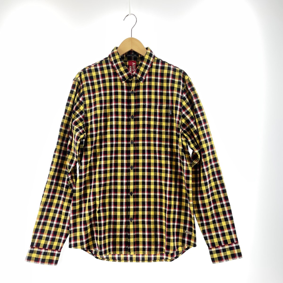〇〇【中古】SCOTCH&SODA スコッチ アンド ソーダ メンズ ボタンダウンシャツ チェック サイズM 150487 81403 49 D イエロー Aランク